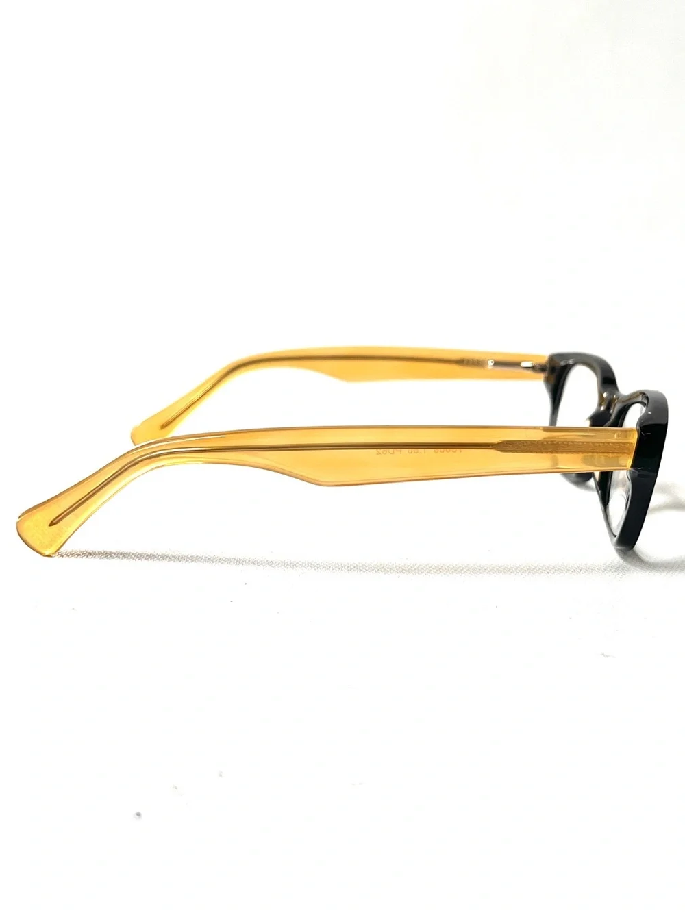 Vintage Petite Fit Acetate Reading Glasses Black/Amber Square Hornrim